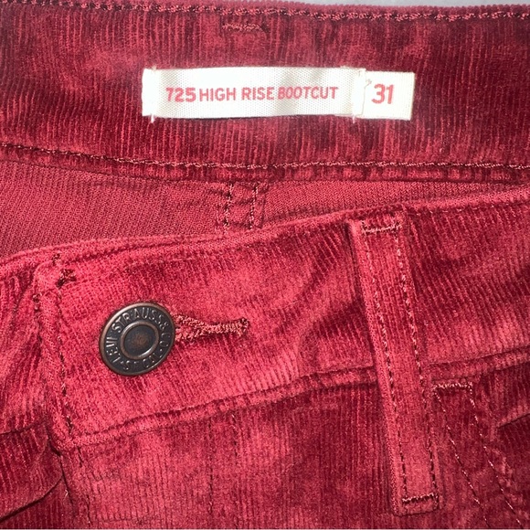 Levi’s 725 High Rise Cord Bootleg Corduroy Pant Red Cords - Picture 8 of 10